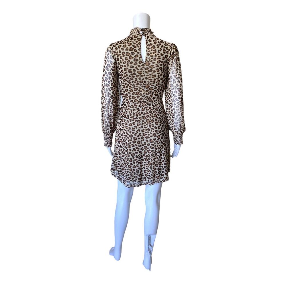 Mikey & Joey Leopard Print High Neck Sheer Sleeve… - image 4